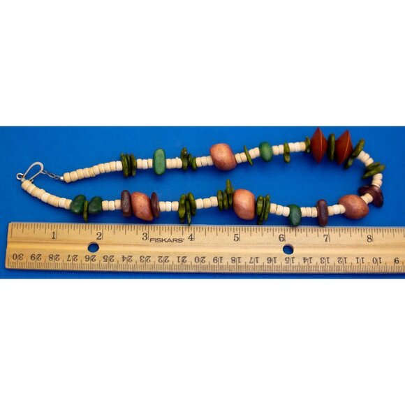 17 inch, Vintage Bohemian Tropical Nature Hippie Beaded Necklace D3 - Picture 3 of 3